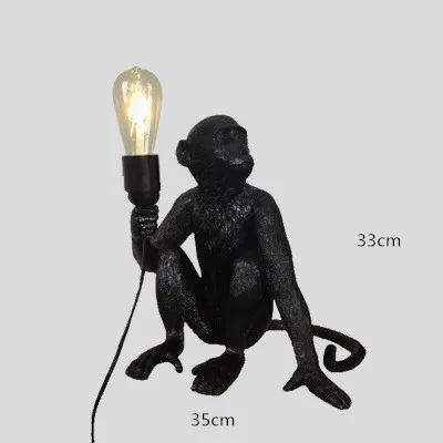 Black table lamp Современный белый черный золотой смолы обезьяна пеньковая веревка светильники, Подвесная лампа коридор исследование лампа в форме обезьяны подвесные светильники - Цвет корпуса: Black table lamp