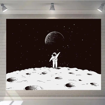 

Nordic Dormitory Hanging Cloth Leisure Sofa Background Cloth Universe Black Starry Moon Tapestry Decorative Cloth