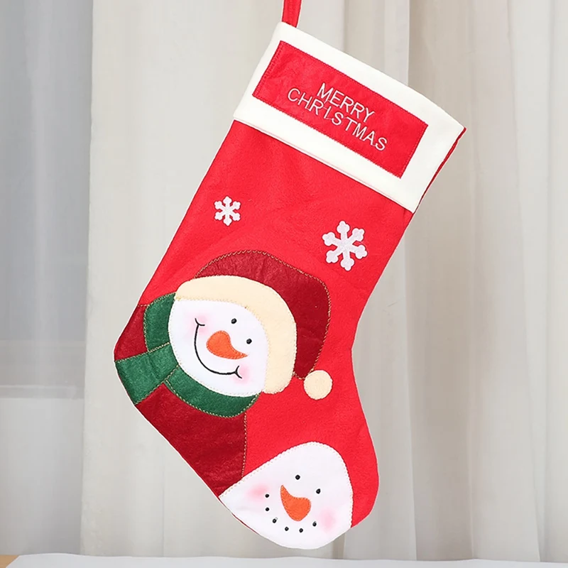 Christmas Stocking Santa Claus Elk Snowman Gift Candy Bag Xmas Tree Hanging Ornament