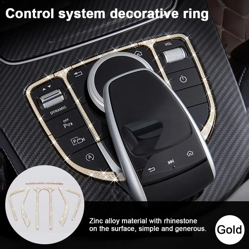For Mercedes-Benz C/E-CLASS Modified Interior Control System Rhinestone Decor Multimedia Center Console Cover Sticker Car Stylin
