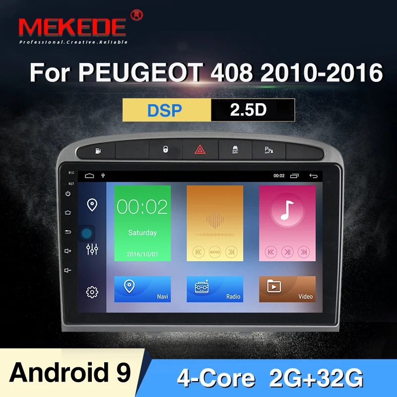 G 32G MEKEDE 9853 4G LTE Android 9 4 Гб 64 ГБ Автомобильный мультимедийный плеер для peugeot 408 для peugeot 308 308SW аудио Радио стерео головное устройство - Цвет: G 32G