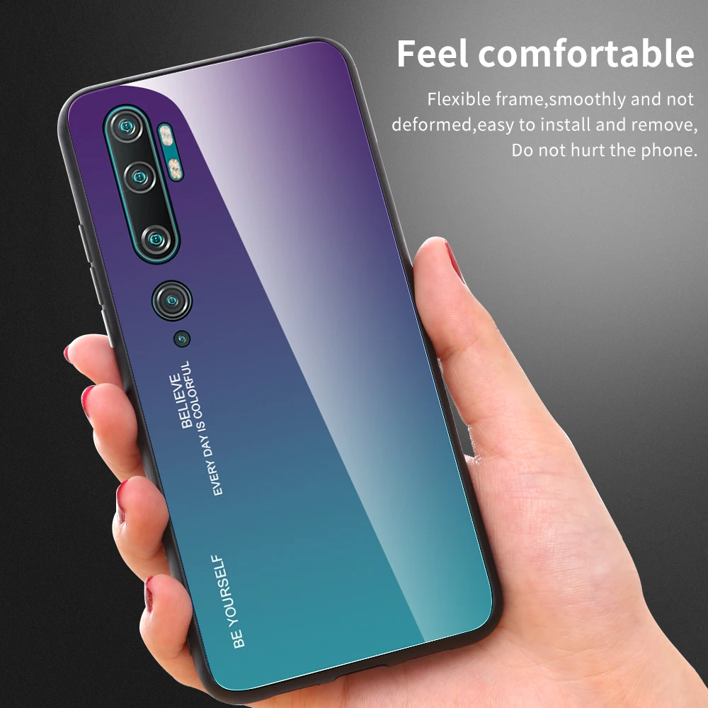 Для xiaomi mi note 10 Pro Чехол из твердого закаленного стекла Модный градиентный защитный чехол на заднюю панель для xiaomi mi cc9 pro mi note 10