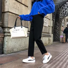 Корейский стиль, повседневные женские джинсовые штаны размера плюс, женские джинсы с высокой талией, черные прямые джинсы, Feminino 5XL, джинсы с девятью точками, Mujer