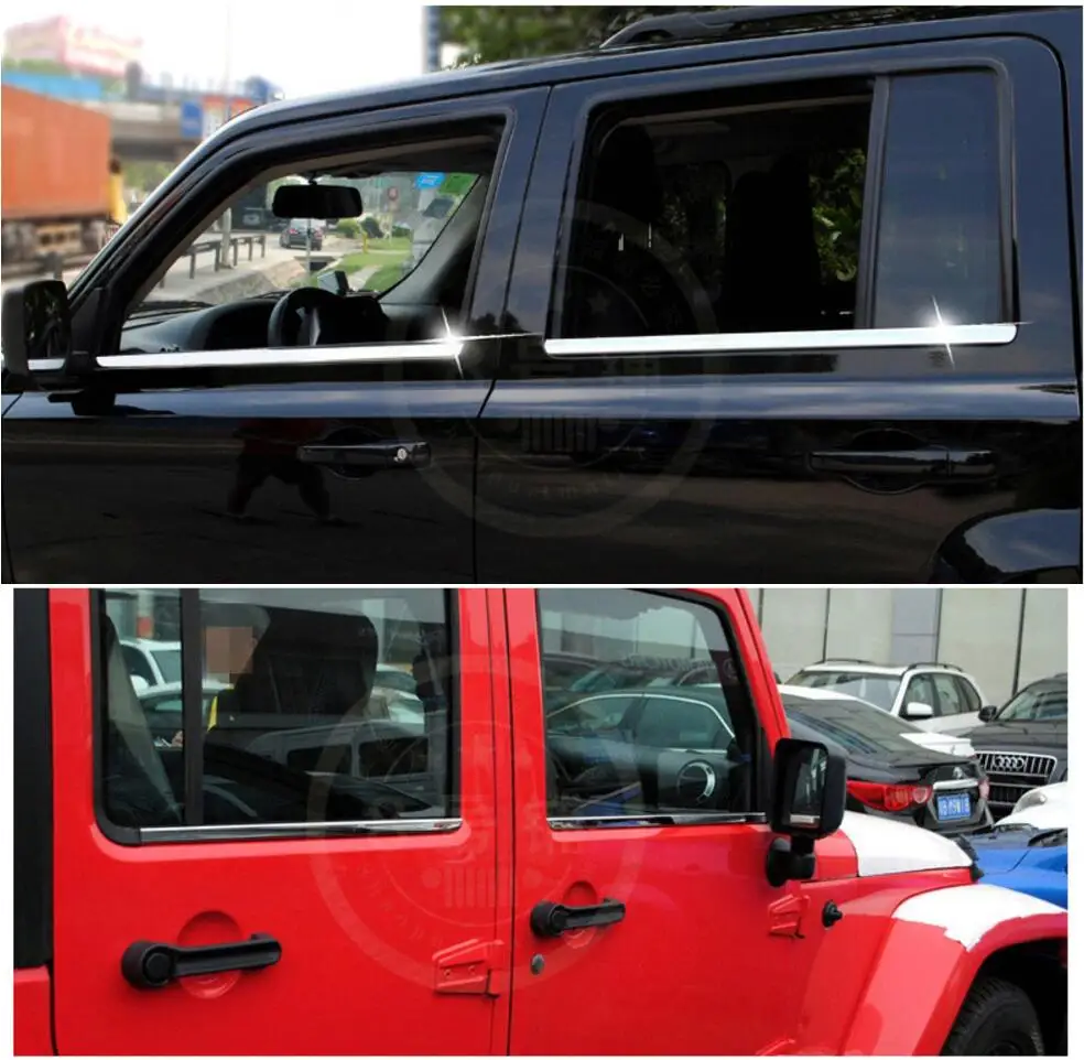 Нержавеющая сталь снаружи подоконник крышка планки для Jeep Wrangler(JK) 2007- 2009 2010 2011 2012 2013