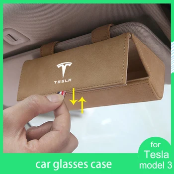 

Car Glasses Box Storage Holder for Tesla Model 3 X S Anti-Fur Sun Visor Magnetic Sunglasses Case Organizer Pockets Accessories