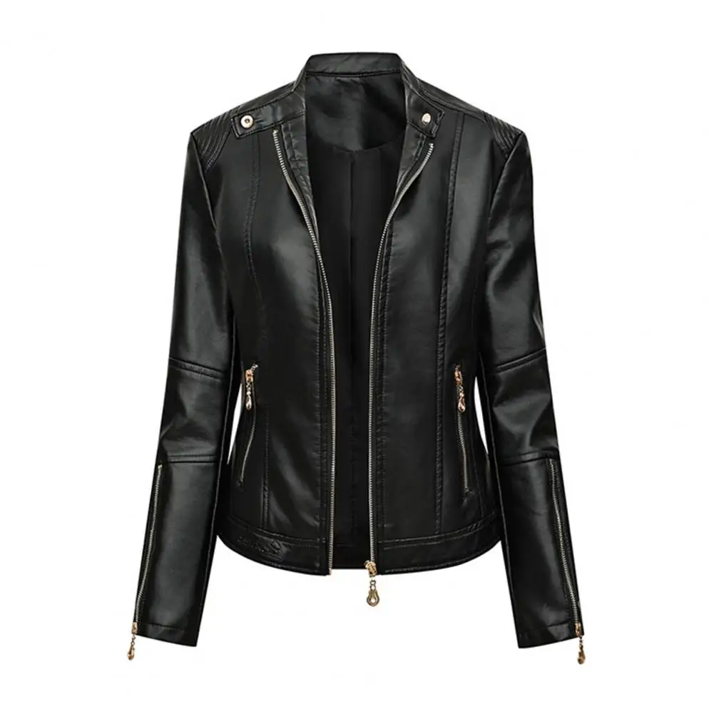 Lady Faux Leather Jacket Autumn Winter Women's Moto Biker