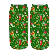 Женские носки, модные рабочие носки для бизнеса, 3D Рождественский Санта и олень, принт, средние спортивные носки, повседневные носки с принтом, забавные носки