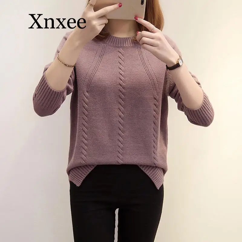 New 2020 Autumn Winter Pullover Sweater Women O-neck Long Sleeve Knitted Sweater Female Army Green Purple Jumper Ladies wool New 2020 Autumn Winter Pullover Sweater Women O-neck Long Sleeve Knitted Sweater Female Army Green Purple Jumper Ladies wool