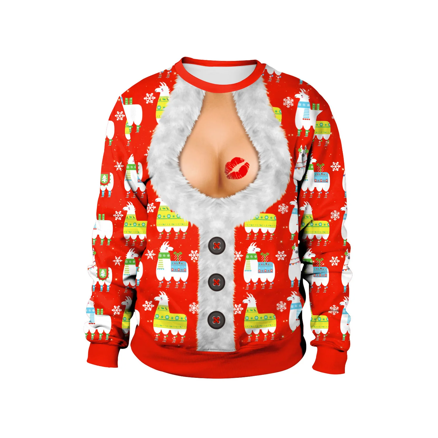 106239-SB102-032 Xmas 3D печатных Noverlty пара рождественские костюмы, косплей с круглым вырезом рождественских ролевых представлений для АУЛТ мужские и женские - Цвет: 106239-SB102-032