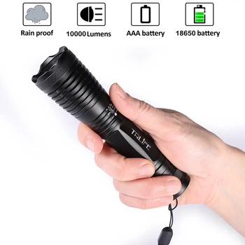 

Super bright T6 18650 LED Flashlights Lanterna Adjustable Torch Zoomable Tactical lamp+Charger+18650 battey+Box for Camping