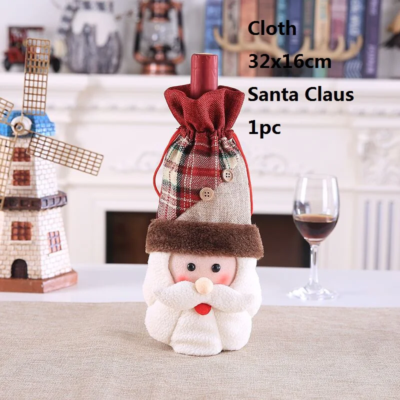 Рождество Санта Клаус вязание крышка для бутылки с красным вином для бара Рождество Снеговик для бутылки мешок украшения Декор для обеденного стола 33x13 см