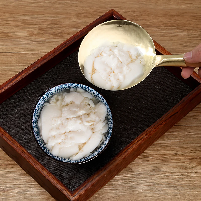 Pure copper tofu pudding spoon shovel head brass Chinese food uncongealed beancurd scoop wooden handle kitchen tool