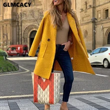 Женский однобортный топ с длинными рукавами и Зазубренным воротником, шерстяная элегантная Офисная Женская весенне-осенняя шикарная уличная одежда, длинное пальто