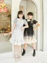 

National style printed gradient bow dress Summer