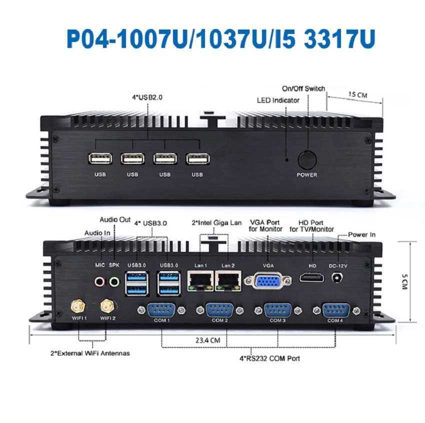 Intel Core i7 4500U i5 8250U промышленный настольный компьютер 5250U Win10 Linux i3 Minipc Intel NUC 4K HD RS232 RS485 персональный портативный ПК
