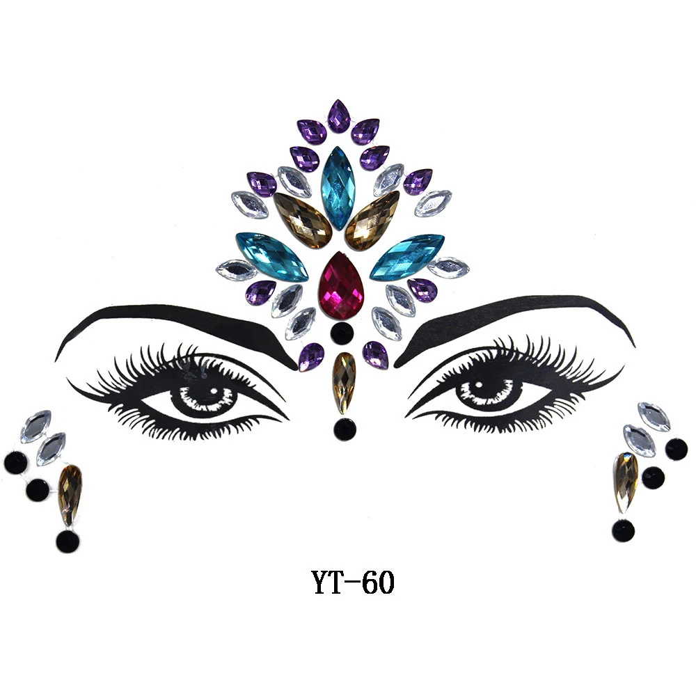 3D кристальная наклейка музыкальный фестиваль Модный Блестящий акрил лицо вышивка-мозаика маскарадное украшение для лица временная татуировка наклейка - Цвет: MP180T60