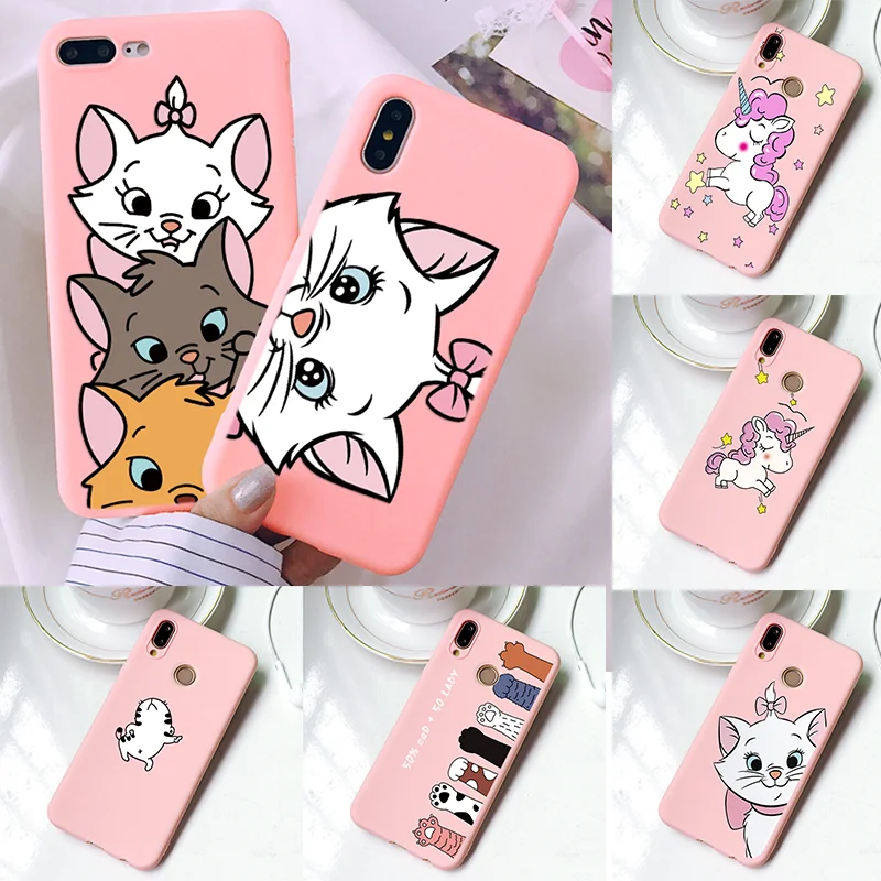 

Lovely Cartoon Cats Matte Phone Cases For Huawei P20 Lite P30 Mate 20 Honor 20 Pro 10 Lite 8X 10i 20i P Smart Y9 2018 2019 Coque