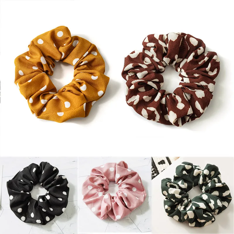 

Seaside Beautiful Coiled Hair Gifts Valentines Gift Adjustable Hair Rope 1PC Party Horsetail Big dots 6 Colors Women Bun Elastic