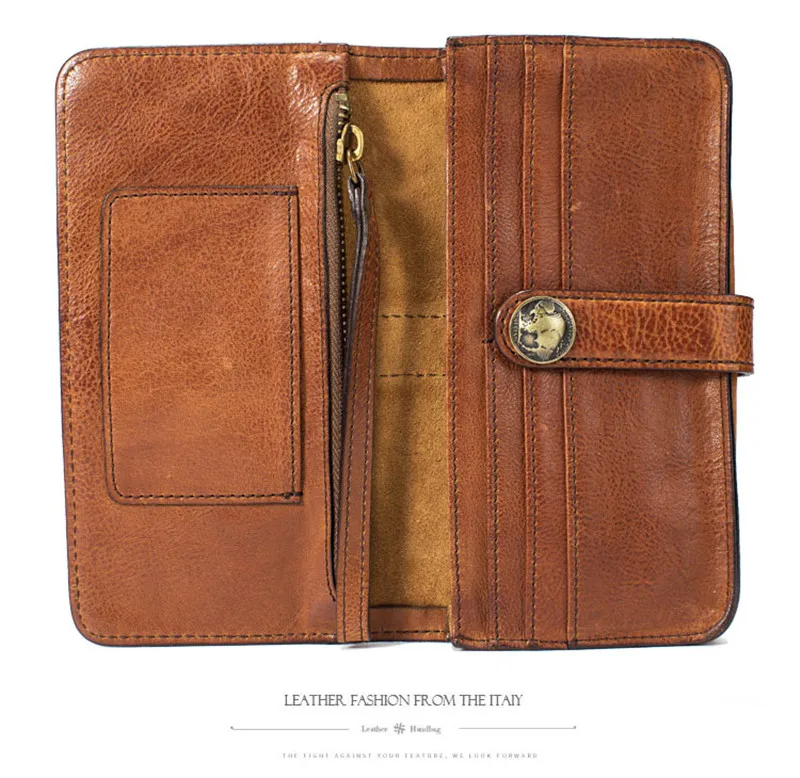 PNDME designer long vintage genuine leather hasp men's women's clutch wallet casual teens luxury cowhide brown card holder purse