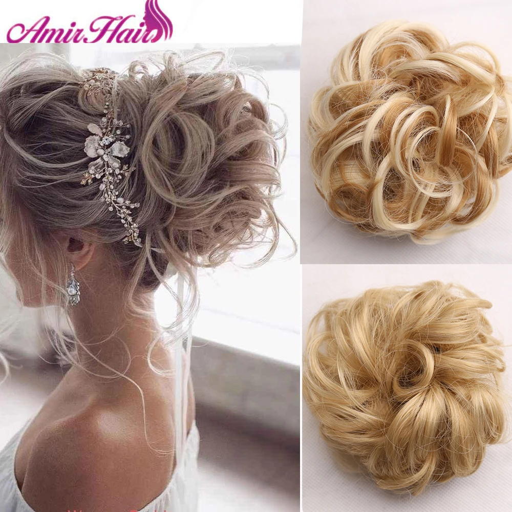 Amir Synthetic Flexible Hair Buns Curly Scrunchie Chignon With Rubber Hair Extensions Natural Black Brown Messy Bun Ponytails strongshen kids leather shoes boys girls trainers children leather black school student casual flexible sole soft baby walk shoe