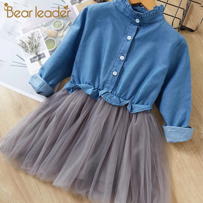 Bear Leader/платье для девочек новое осеннее платье с рисунком кролика джинсовое