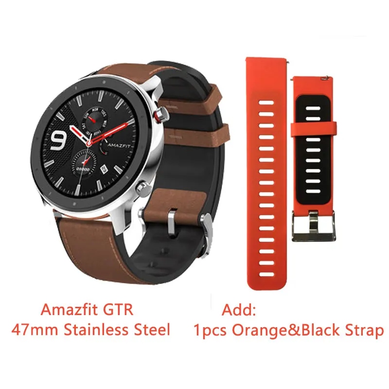 Глобальная версия Amazfit GTR 47 мм Смарт часы Бег Плавание Спорт Здоровье сердечного ритма Smartwatch 24 дня батарея gps - Цвет: SteelAdd OrangeBlack