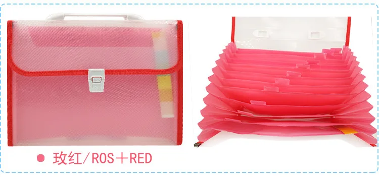 Release Buckle Type A4 Hand File Holder 13 Lattice Plastic Folder Students Test Paper fen lei jia Support Customization