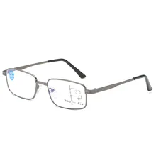 New fashion metal glasses classic business reading glasses multi-function progressive multi-focus anti-blue reading glasses