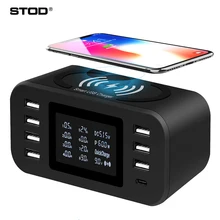 STOD Qi Беспроводное зарядное устройство 10 Вт usb type C PD 18 Вт быстрая зарядная станция 60 Вт светодиодный дисплей для 11 Pro XR XS MAX X 8 Plus iPad Samsung S9 S8 Pixel 3XL 3 NEXUS 6P Nokia Mi Mix USB-C адаптер