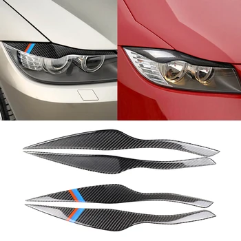 

1Pair True Carbon Fiber Headlight Eyebrows Eyelids Cover For BMW 3 Series E90 E91 2006-2011 Accessories Car Light Stickers