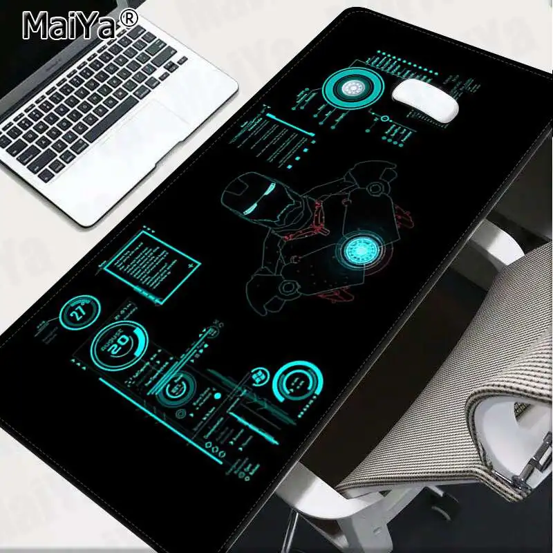 Maiya Marvel Iron Man Jarvis stark industries Durable Rubber Mouse Mat Pad Free Shipping Large Mouse Pad Keyboards Mat - Цвет: Lock Edge 30x80cm