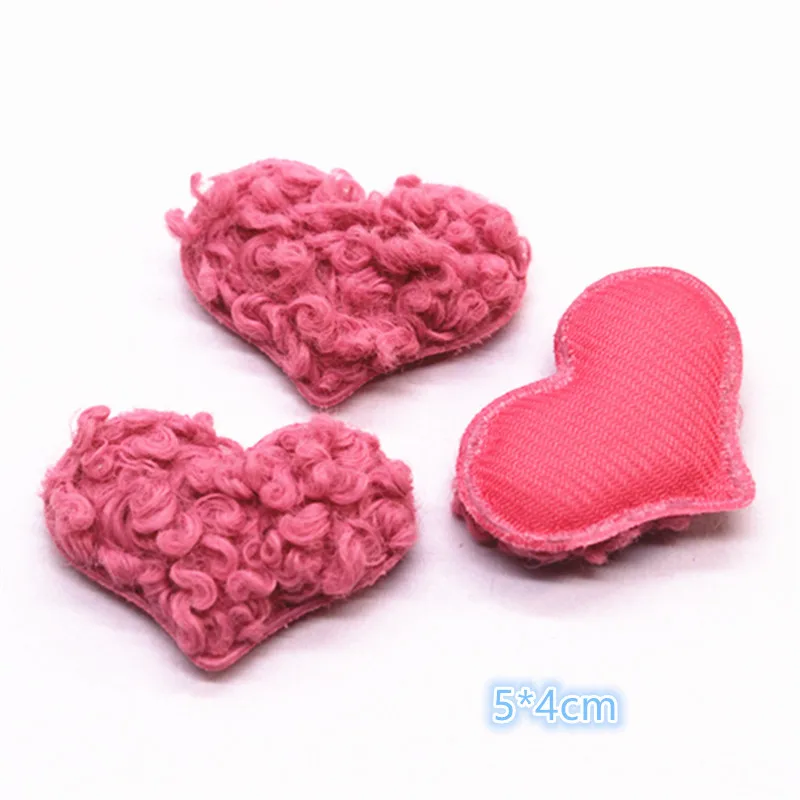 5*4 см 10 шт. Kawaii мягкие Curl плюшевая ткань сердце нашивки Аппликации Аксессуары DIY зажим для волос/Hat/Костюмы для декорирования вестибюлей