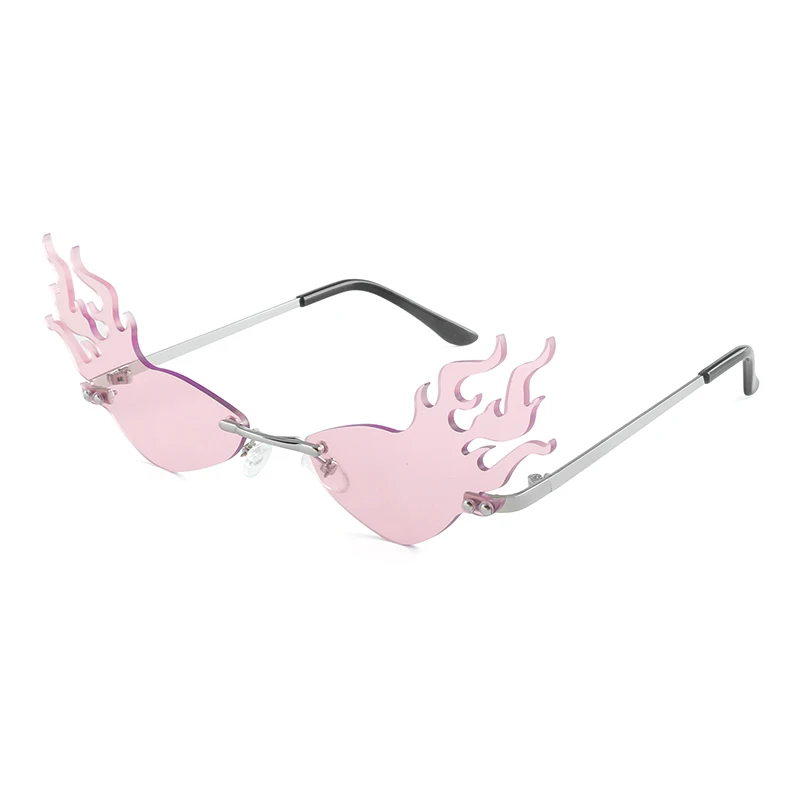 Модные солнечные очки с огненным пламенем фирменный дизайн сексуальные женские солнцезащитные очки «кошачий глаз» роскошные солнцезащитные очки без оправы UV400