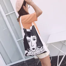 Крутая школьная сумка для девочек с принтом граффити и художественным принтом из простой ткани из Южной Кореи, шикарная тонкая сумка на плечо с тремя сетками большого объема