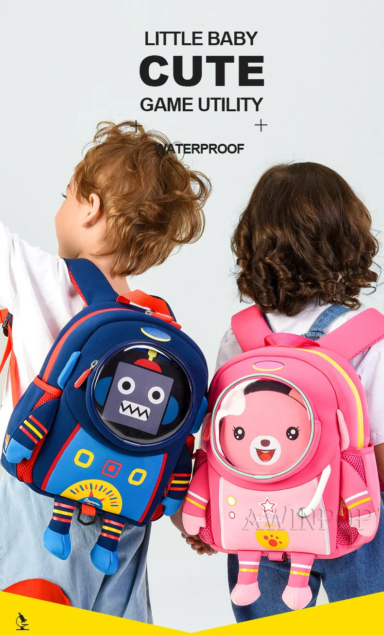 Модные школьные сумки для детей с 3D рисунком медведя из мультфильма, новинка года, школьные рюкзаки для девушек