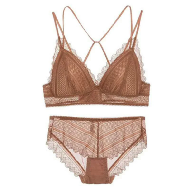 Новинка, кружевной Женский комплект нижнего белья без косточек, сексуальный комплект из бюстгальтера пуш-ап и трусиков, красивый комплект нижнего белья