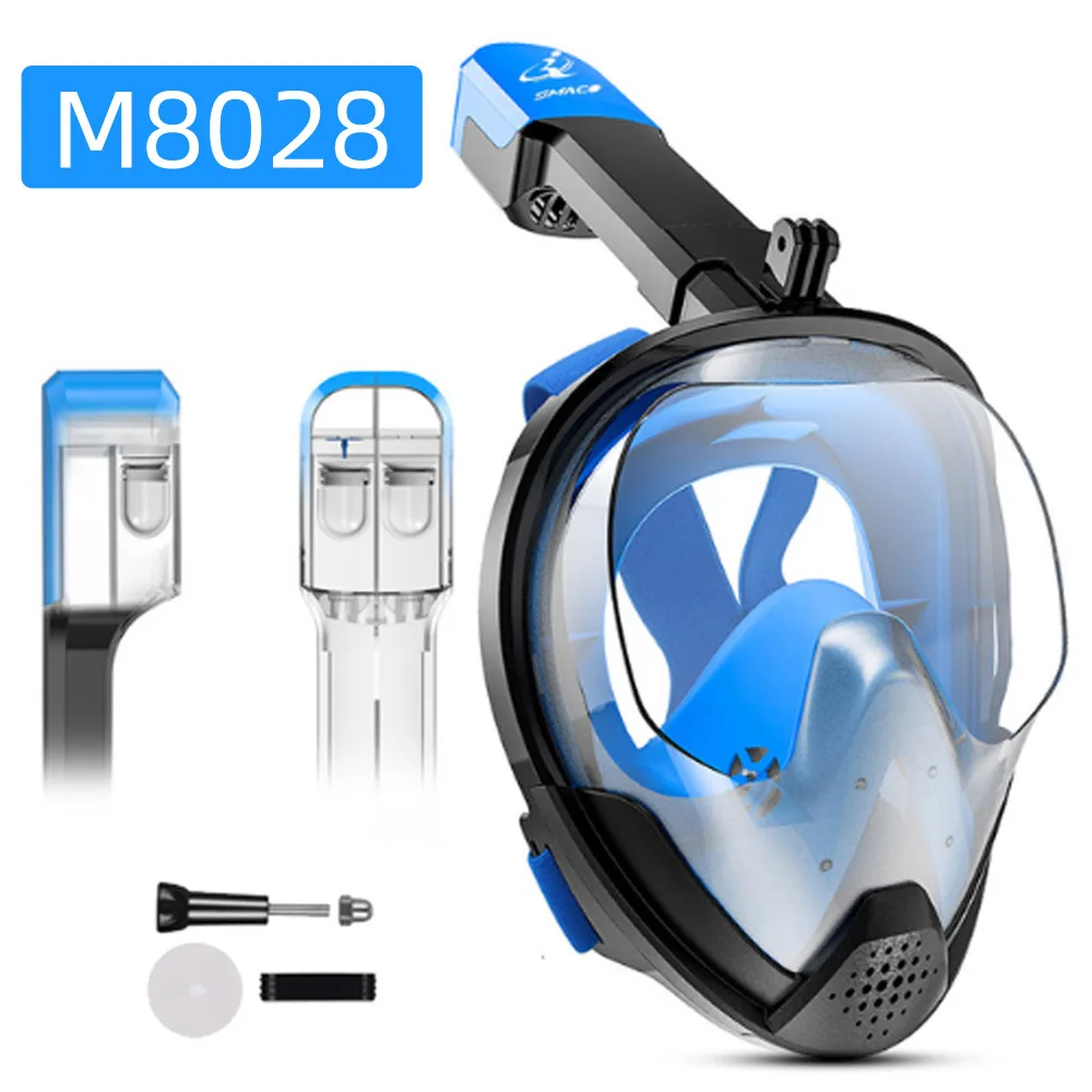 M8028 Blue S M Анфас Маска для подводного плавания комплект маска для дайвинга подводного плавания Training Mergulho маска для подводного плавания для Gopro Камера - Цвет: M8028 Blue S M