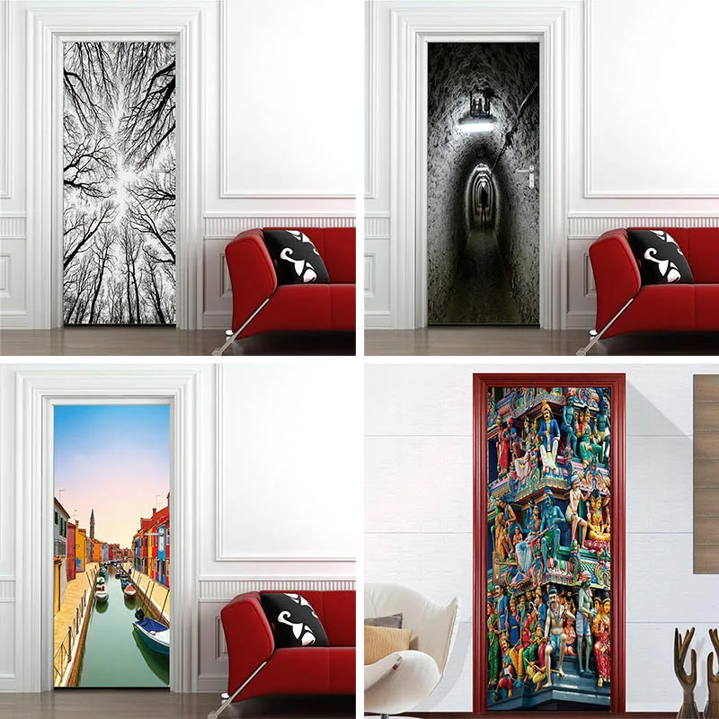 Yazi самоклеящийся виниловый, с изображением цветка, фото обои, двери, 3d фрески, наклейки для комнаты, домашний декор 77x200 см