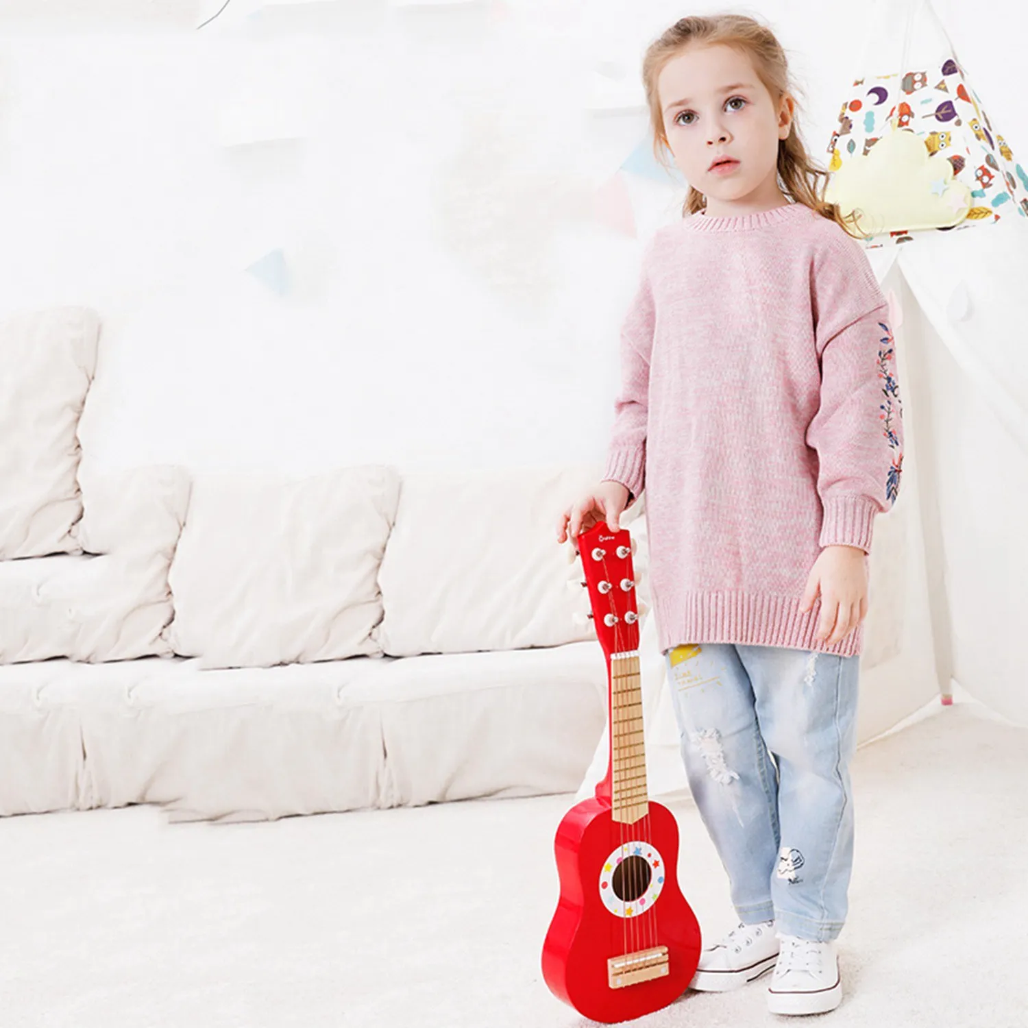 Onshine Children Wooden Guitar Beginner Toys Kids Simulation Instrument Kindergarten Toy