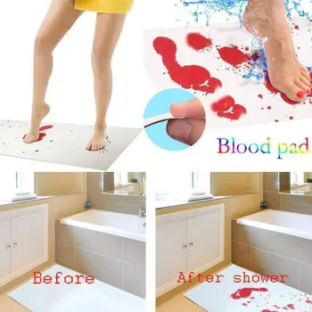 

Halloween Gifts Blood Bath Mat Color Changing Sheet Turns Red Wet Make You Bleeding Footprints Shower Carpet For Bathroom