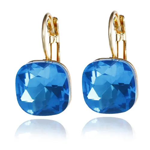 Boho Роскошные хрустальные серьги для женщин голубая серьга с кубическим цирконием большие ювелирные изделия с натуральными камнями - Окраска металла: Blue