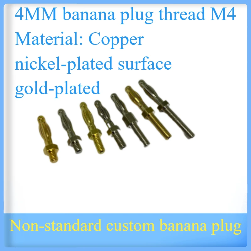 Completo de Cobre Banhado a Ouro Banana Plug Conector de mm Conector de Fio Terminal Montagem em Painel Niquelado Rosca m4 10 Pcs