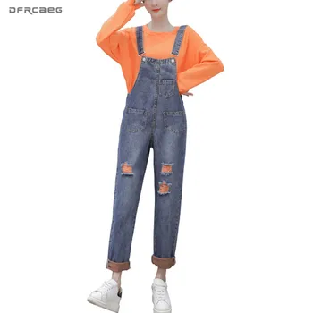 

Boyfriend Ripped Women Denim Jumpsuit 2020 Summer Loose Jeans Rompers Female Casual Denim Jumpsuits Hole Retro Overall Playsuit