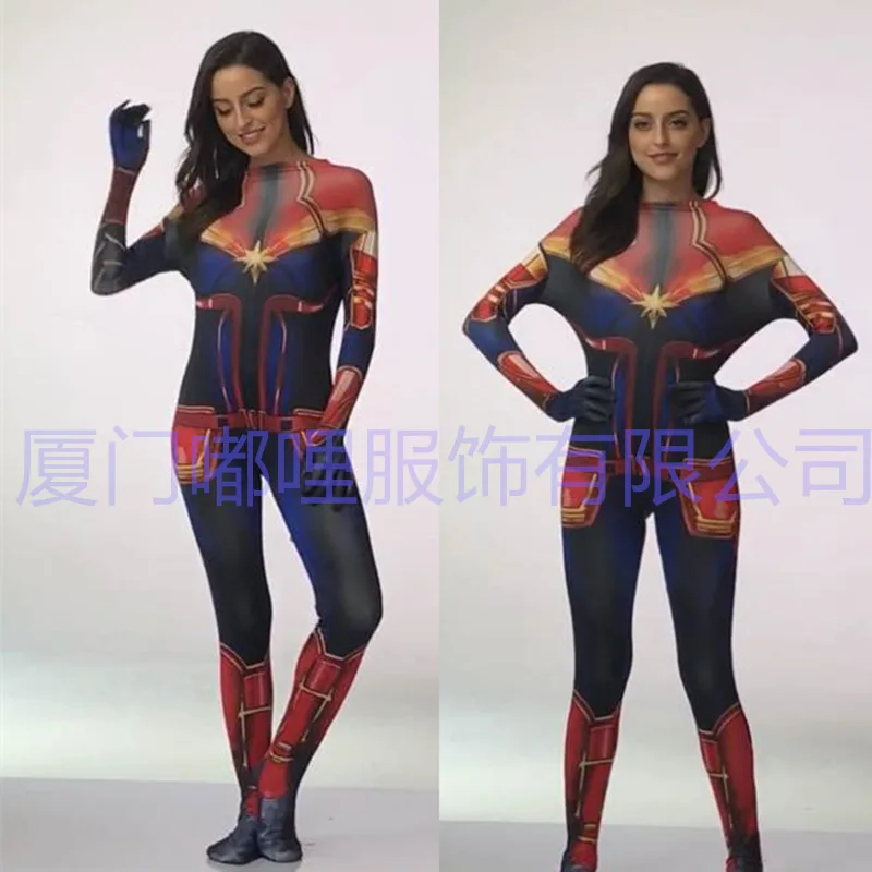 

Captain Marvel Cosplay Anime Clothing Captain Marvel Film Version Adult Female Tight Onesie