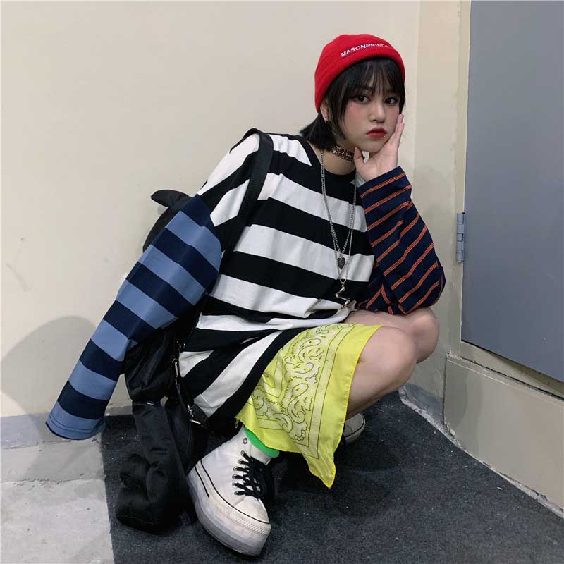 Oversized Stripes Long Sleeve Top
