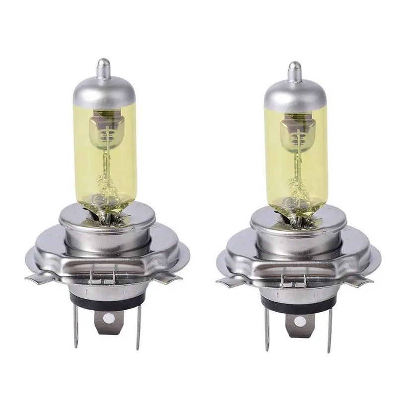 Высокое качество, комплект из 2 предметов H4 12V 60/55W Желтый Галогенные лампы Основание лампы Яркий Сталь автомобиля Стекло 3000 К авто светильник тумана ксенона нержавеющей ла Q1P1