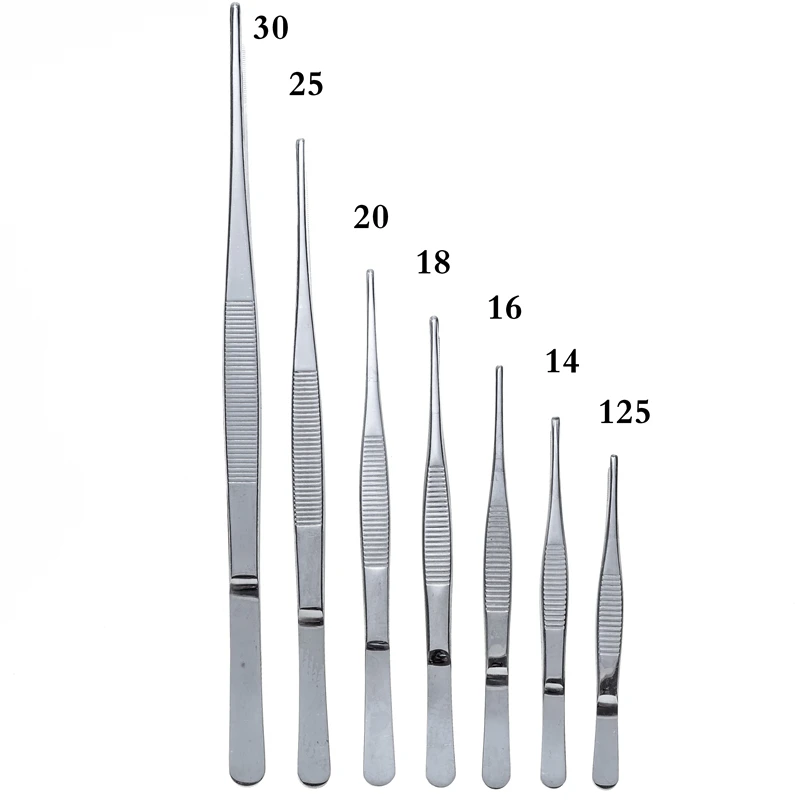 Rvs 430 Anti-Jodium Medische Pincet Lange Rechte Pincet 12.5Cm-30Cm Rechte Hoofd Elleboog Thicken medische Hulpmiddelen