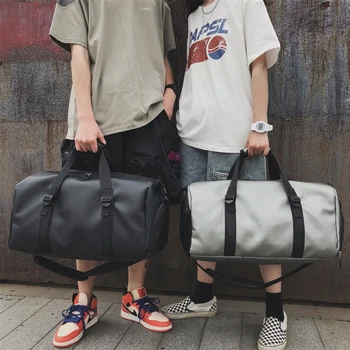 

Travel bag men's tide brand hand travel luggage bag fitness exercise shoulder bag messenger bag pu soft leather backpack