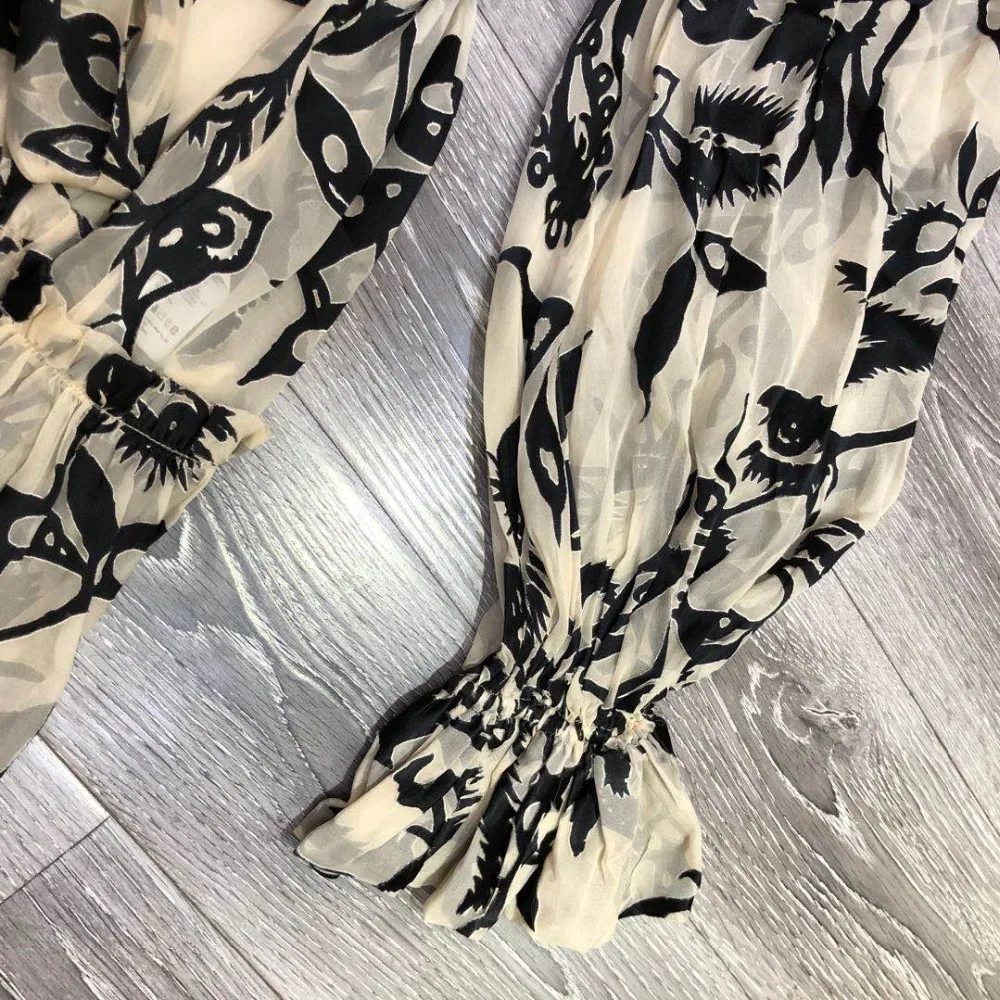 2020 Autumn New Black Printed Half High Neck Velvet Lace Long Sleeve Women Dress