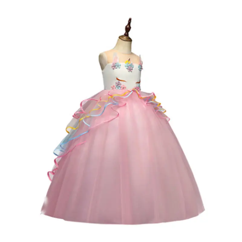 

AmzBarley Girl Ball Gown Dress Colorful Mesh Cake Pettiskirt Unicorn Princess Dresses Festival Performance